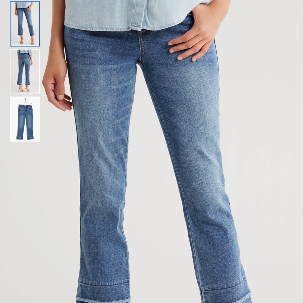 Democracy double layer fray kick flare crop Jean size 16